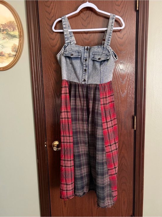 ODDY Dresses & Skirts - Oddy plaid and denim dress